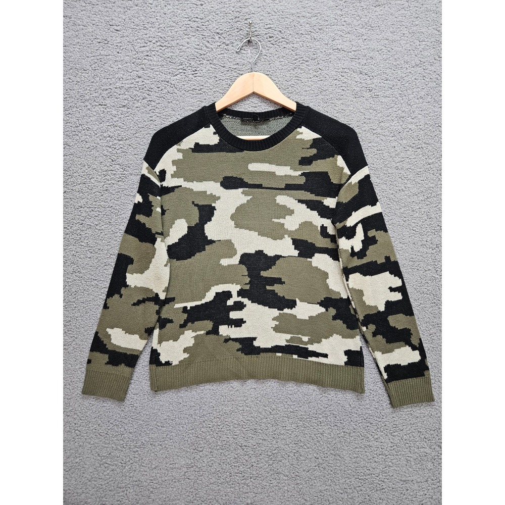Generation Love Camo Sweater Small Green Black Crew Neck Streetwear Gorpcore